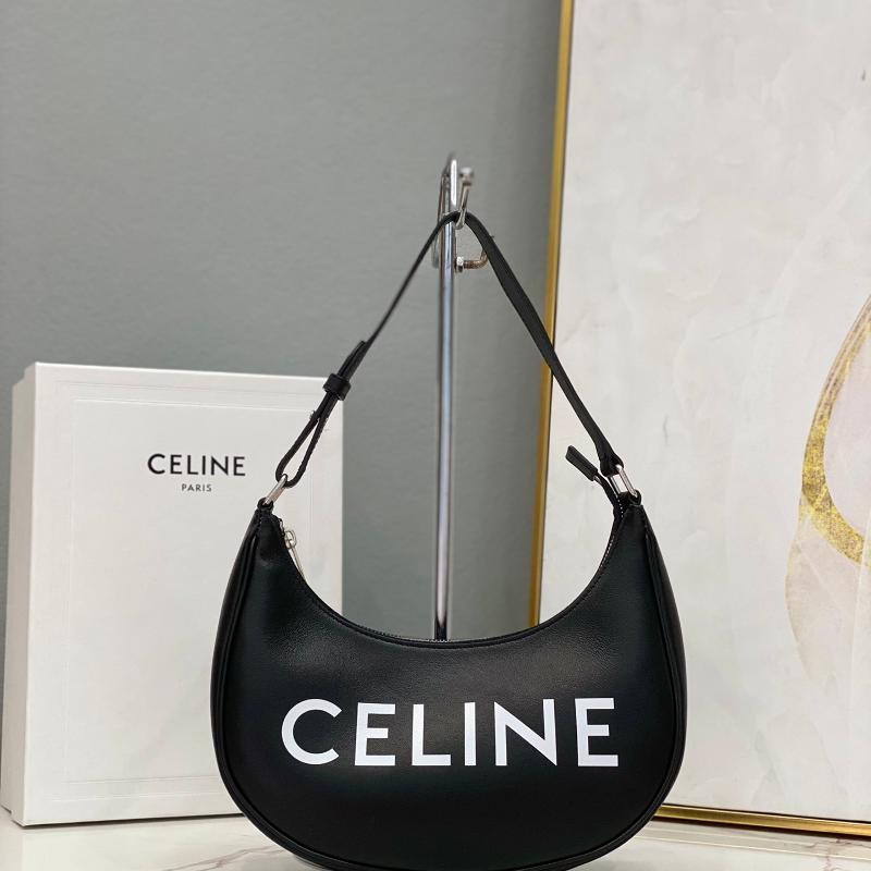 Celine Shoulder Handbag 193952 full leather black and white characters